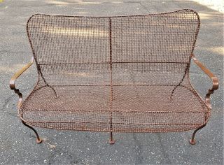 (2) piece Russell Woodard wrought iron patio furniture set Mid - Century Vintage 2