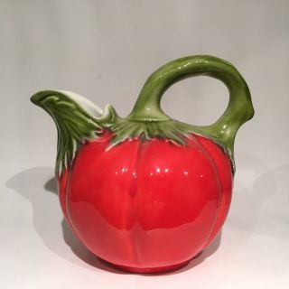 Vintage Majolica Style Figural Pumpkin Gourd 7 - 1/2 " Water Pitcher Made In Italy