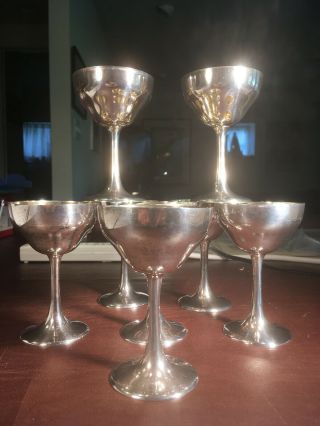 Set Of 8 Sterling Silver Stemmed Cordial Glasses: Kirk & Sons 845g