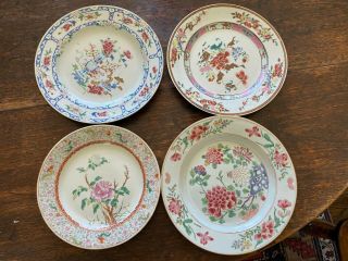 Set Of Antique Chinese Plates,  " Famille Rose " Porcelain
