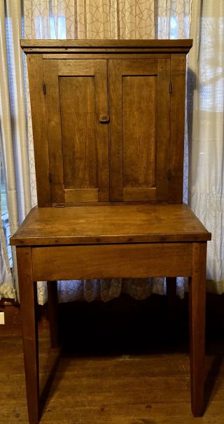 Antique 18th C Pine & Oak Antique Plantation Desk - Cabinet