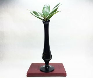 Vintage Amethyst Black Glass Bud Vase Home Garden Decor Flower Pot Retro Holder