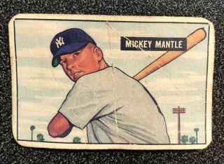 1951 Bowman Mickey Mantle Rookie Card,  253,  Yankees,  Ungraded