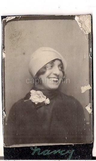 Lovely Flapper Cloche Hat Girl Woman Helen Profile Vtg 1920s Photobooth Photo