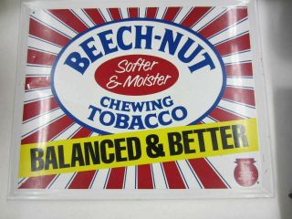 Vintage 1986 Beech - Nut Softer Moister 22 " X 17 " Chewing Tobacco Metal Tin Sign