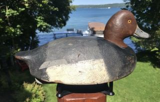 Vintage Ralph Reghi Redhead Drake Duck Decoy Paint Michigan Great Form