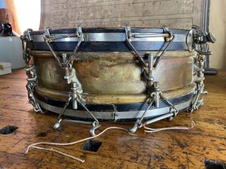 Ac101 Antique Vintage Snare Drum Brass C.  G.  Conn Old 1909 - 1915 16” Lu