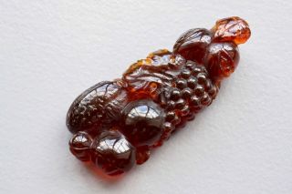 Fine Antique Chinese Qing Dynasty 19th Century Carved Amber Pendant
