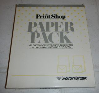Vtg 1984 Broderbund Software Print Shop Printshop Pc Software Color Paper Pack