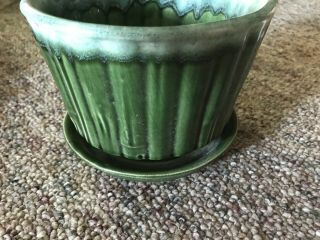 Vintage Mccoy Green Bamboo Flower Pot Planter 0374 Usa Pottery