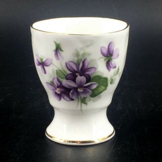 Vintage Aynsley Wild Violets Purple Flowers Single Egg Cup England Bone China