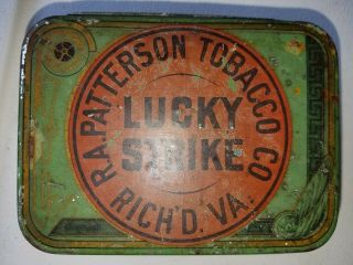 Vintage 8 Oz.  Lucky Strike Tobacco Tin Cut Plug 1920 