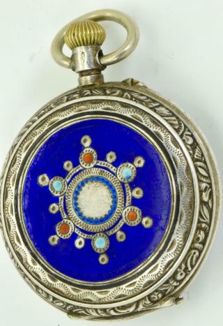 Very Rare Antique 19th Century Ottoman Silver & Enamel Full Hunter Pocket Watch