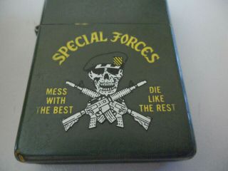 ZIPPO SPECIAL FORCES MESS WITH THE BEST GREEN MATTE LIGHTER 1990 H VI GREAT COND 2