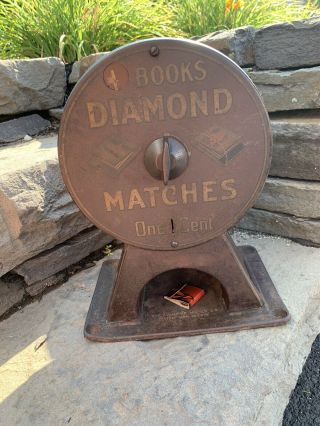 Antique Vintage Diamond Match Vending Machine Still Bar Man Cave Buy Now