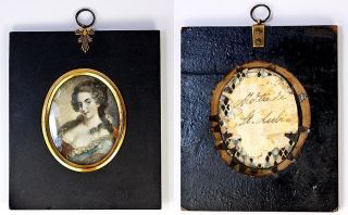 Antique French HP Miniature Portrait,  Frame - ' Naughty ' - 1700s Mme de Genlis 2