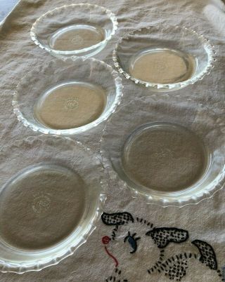Set Of 5 Vintage Pyrex 206 6 " Clear Glass Fluted Pie Tart Plates Made Usa Pan