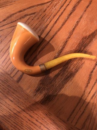 Vintage Tobacco Pipe Sherlock Style Mustard Yellow Made In Holland