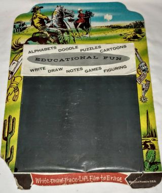Vintage Magic Slate Write Draw Trace Film Western