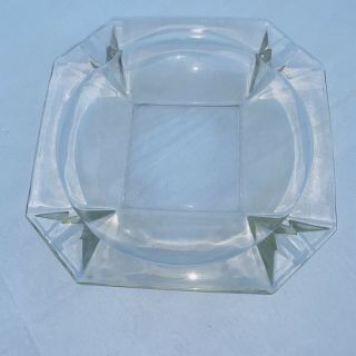 Vintage Clear Large Square Glass Ash Tray Ashtray Heavy