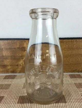 Vintage Clover Leaf Dairy Embossed Milk Bottle Mohresville Pa