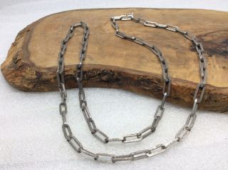 Vintage Brushed Sterling Silver Flat Oval Cable Chain Necklace 26” 27.  24 Grms 2