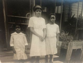 Antique 1914 Rppc Black Americana 3 African American Girls On Porch Vtg