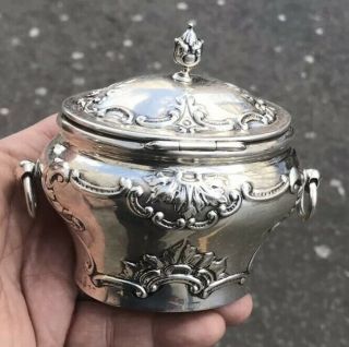 Antique Victorian Style Solid Silver Gold Gilded Tea Caddy Box Case London 1902