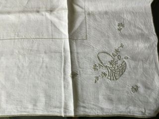Vintage White Madeira Style Embroidered Tablecloth Table Linen 41 X 41 "