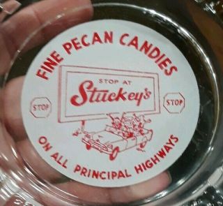 Vintage glass Stuckey ' s fine pecan candies on all principal highways ashtray HTF 3