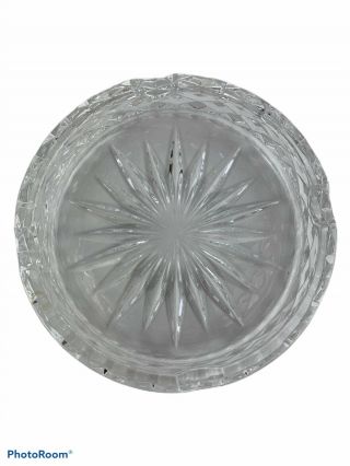 Vintage Clear Cut Glass Ashtray Round Heavy 2lbs Very Unique