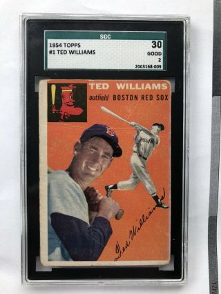1954 Topps 1 - Ted Williams - Sgc 2 Good = Psa 2 - Hof Boston Red Sox (8009)
