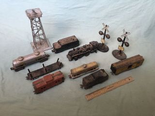 Vintage O Scale Freight Trains Engines Cars Lights Signal Model Set Electric