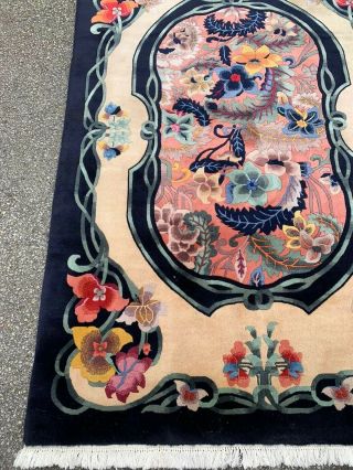 Antique Vintage Chinese Art Deco Design Oriental Rug Handknotted 4x6 Nichols 3