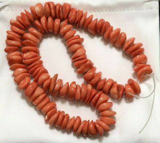 Vintage Coral,  Salmon Color Bead Strand Tumbled And Polished