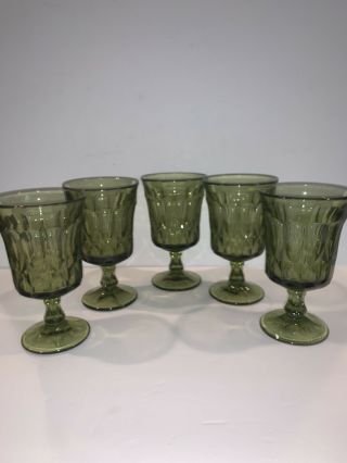 5 Vintage Green Noritake Perspective 6 3/8 " Iced Tea Goblets Glasses