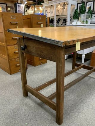 Vintage Hamilton Wood Drafting Art Table Desk Architect Engineer Parallel Bar 2