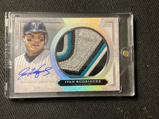 Rare Topps Five Star “hof” Ivan Rodriguez On Card Auto 1/5 W/5 Color Patch