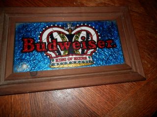 Vintage Budweiser Stained Glass Appearance Beer Sign,  Measures 9.  5 X 16 In