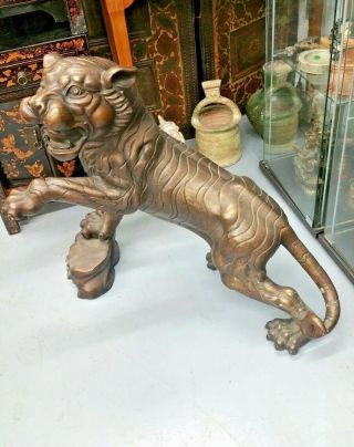 Large Chinese Bronze Tiger Statue Of A Tiger