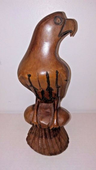 Vtg Hand Carved Folk Art Wood Sculpture American Eagle Bird Hawk Parrot 11.  5 "