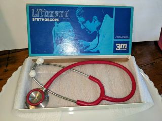 Vintage 3m Littmann Professional Stethoscope With Originial Box 2100 Red 22 "