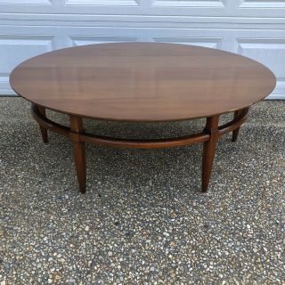 Vtg Mcm Oversized Round Coffee Table 48 Inch Mid Century Solid Wood Hollywood