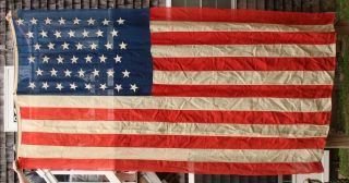 Antique 19thc Western Wyoming 44 Star American Flag1870s 6x12ft,