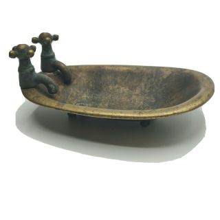 Vintage Solid Brass Tub Footed Bathtub Soap Dish Sponge Holder Dollhouse Tub