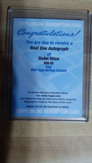 2020 Topps Heritage Shohei Ohtani Real One Auto Redemption Los Angeles Angels