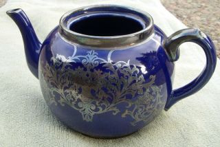 Vintage Sudlow’s Burslem Teapot Cobalt Blue With Silver Accents