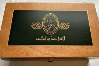Lfd Andalusian Bull Wood Cigar Box Latch Lid 12 1/2 " X 7 3/4 " X 1 1/2 "