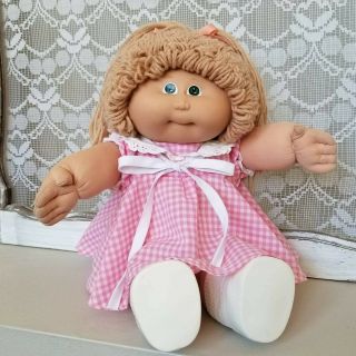 Vintage 1980s Cabbage Patch Kids Doll Girl Cpk Green Eyes Sandy Brown Wheat Hair