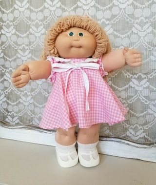 Vintage 1980s Cabbage Patch Kids Doll Girl CPK Green Eyes Sandy Brown Wheat Hair 2